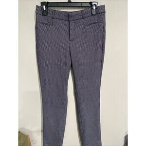 Banana Republic Womens Sloan Pants Gray Black Red Pattern Stretch Sz 2 NWT